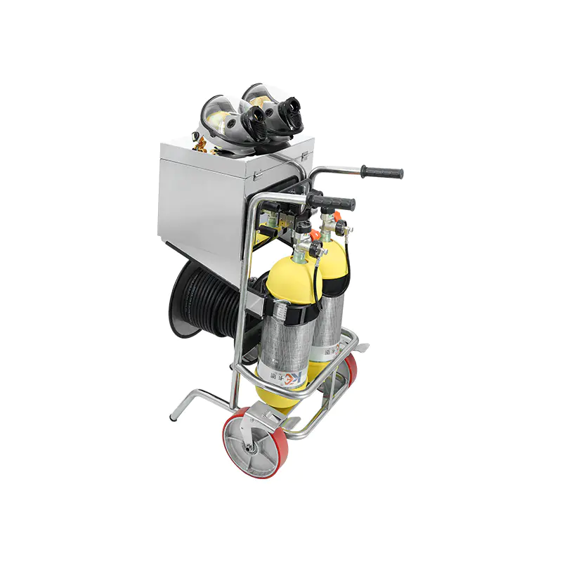Xe đẩy bằng thép không gỉ Cung cấp khí di động SCBA có phanh chân hai xi lanh